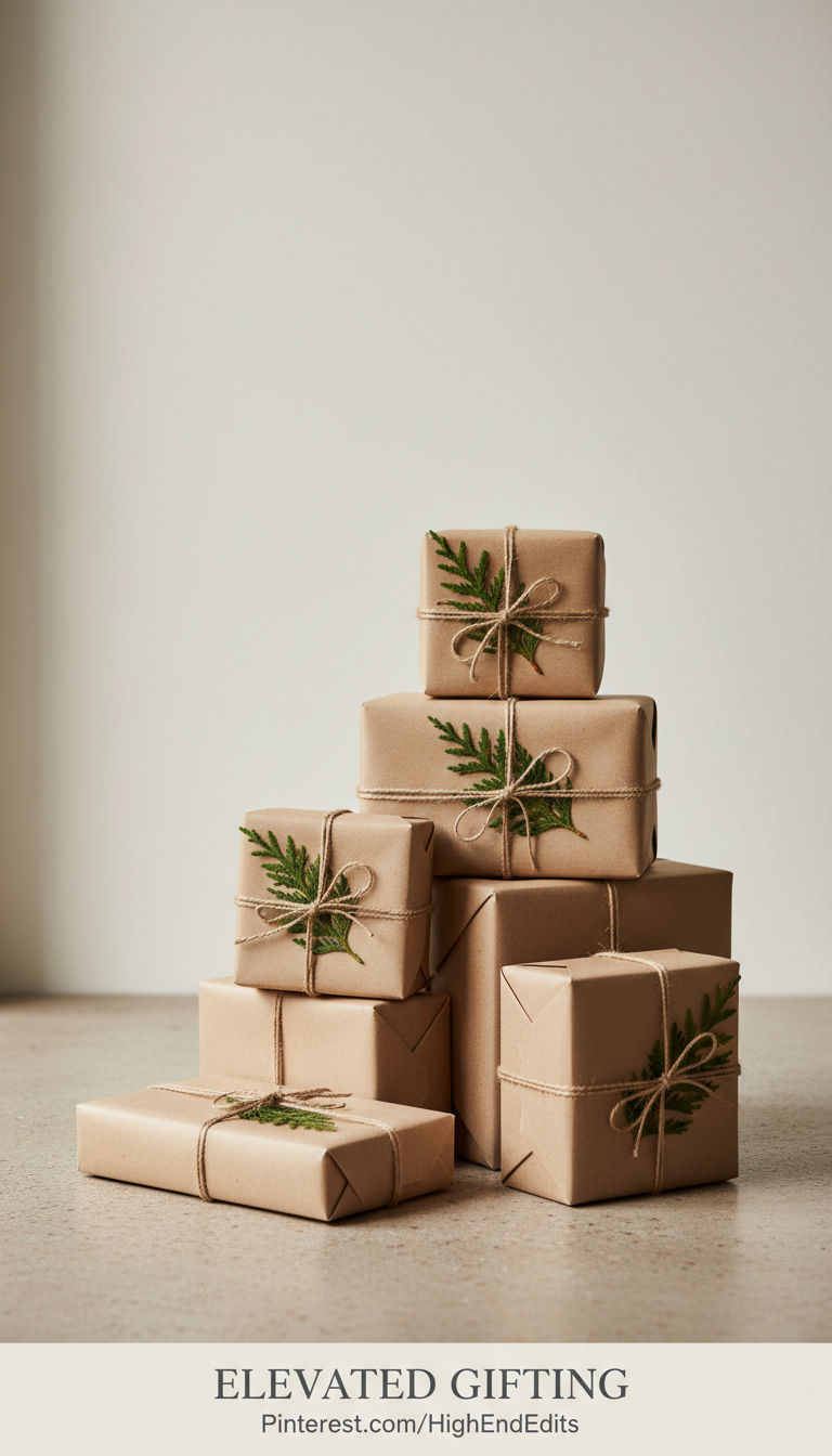 Kraft Paper and Greenery Wrapping