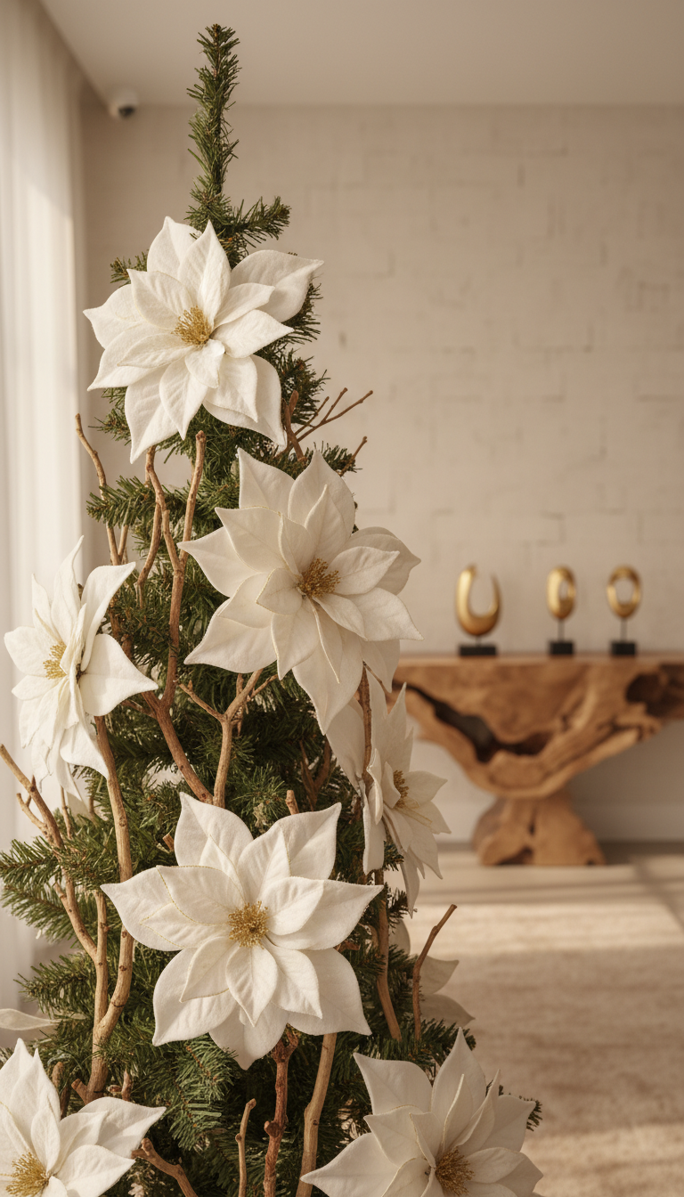 Oversized White Poinsettias