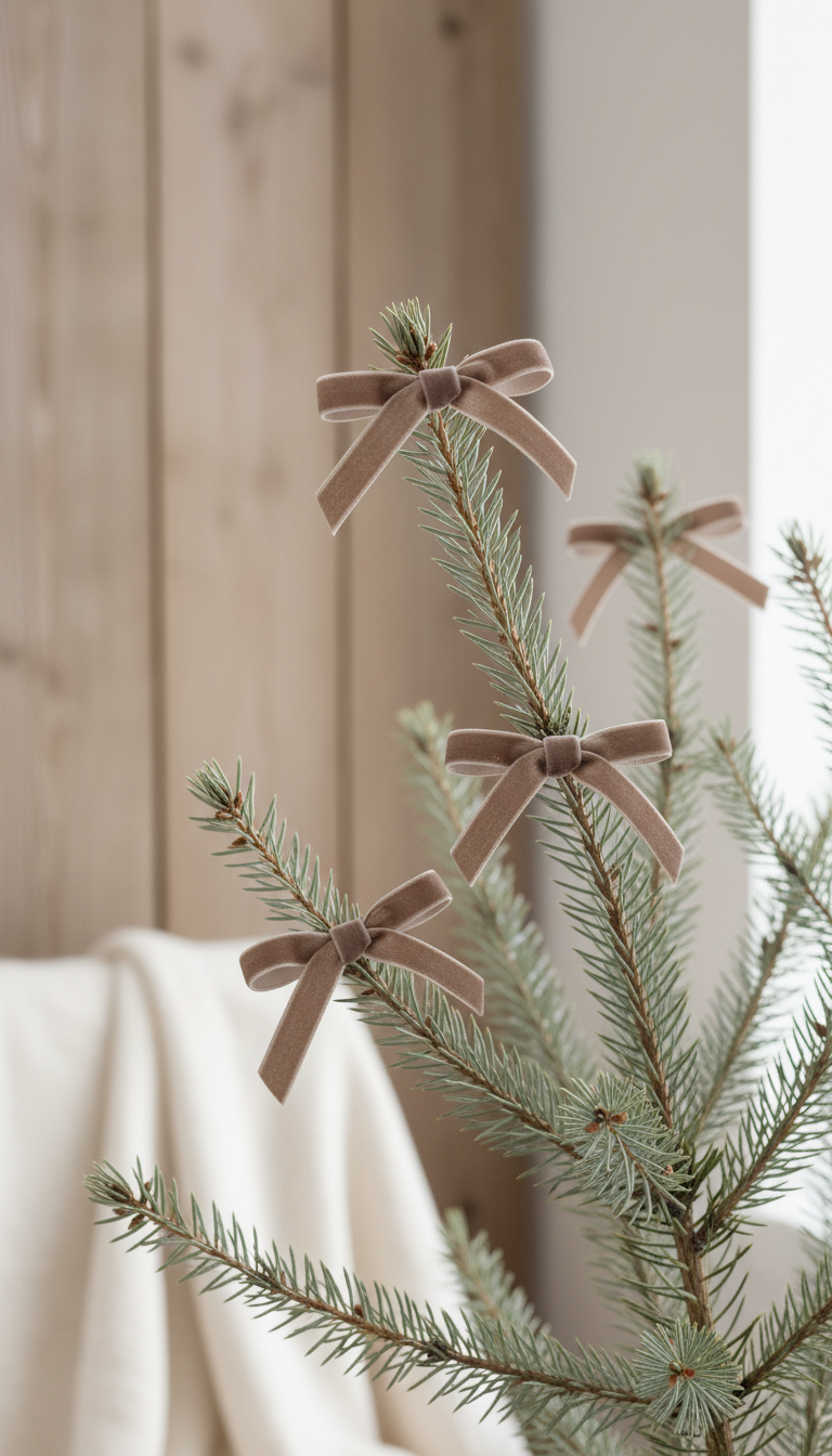 Taupe Velvet Ribbon Bows